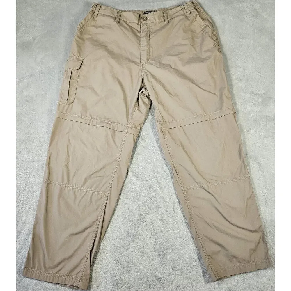 Craghoppers Kiwi Trousers Mens 40R Tan Cargo Convertible Outdoors Walking Hiking